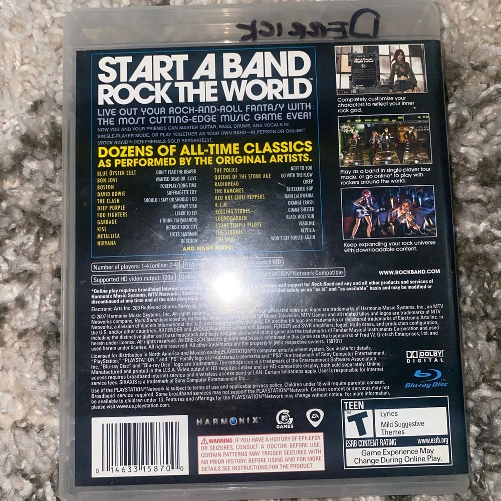 Play Station 3 Rock Band game